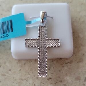 Sterling Silver Moisssnite Cross Pendant